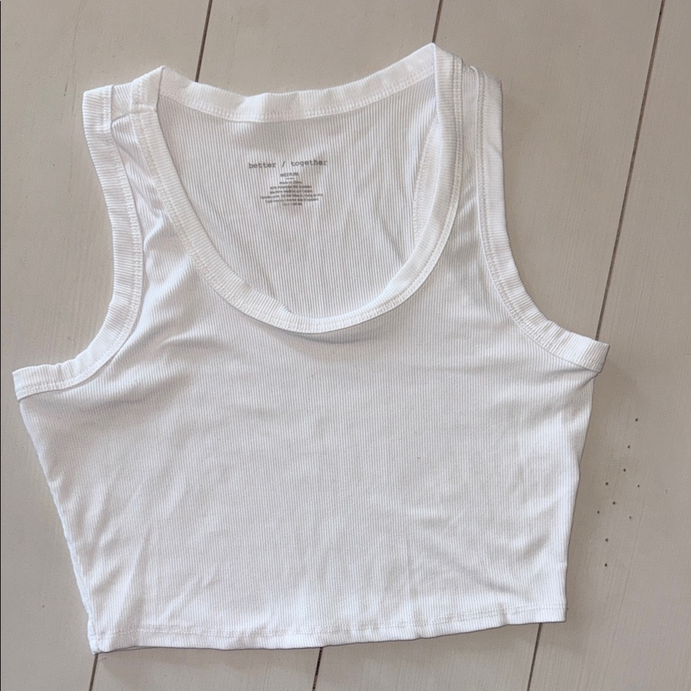 White Ribbed Crop Tank Top by Better Together